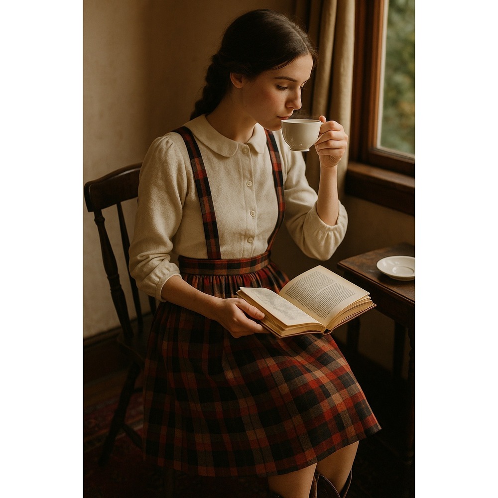 Vintage Plaid‎ Jumper Skirt Suspender Skirt Red Black Wool Blend Vtg Size 11